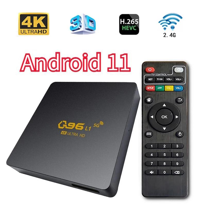 Amlogic S905L2 4K Ʈũ TV  ڽ, 4G  Ʈũ  ڽ, 8GB ̵ ÷̾, ȵ̵ 11 Ʈ TV, Q96 L1